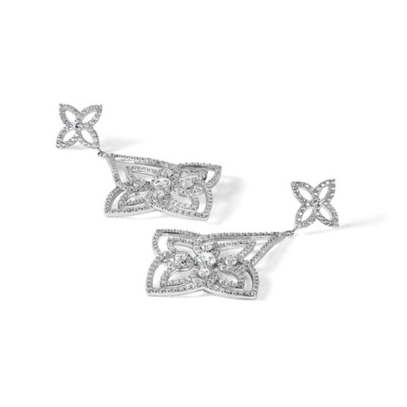 925 Sterling Silver Rhodium-plated Chandelier Design Brilliant-cut CZ Earrings - Picture 8 of 8